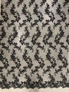 Cristina BLACK Polyester Floral Embroidery with Sequins on Mesh Lace Fabric by the Yard for Gown, Wedding, Bridesmaid, Prom - 10076