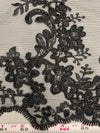 Cristina BLACK Polyester Floral Embroidery with Sequins on Mesh Lace Fabric by the Yard for Gown, Wedding, Bridesmaid, Prom - 10076