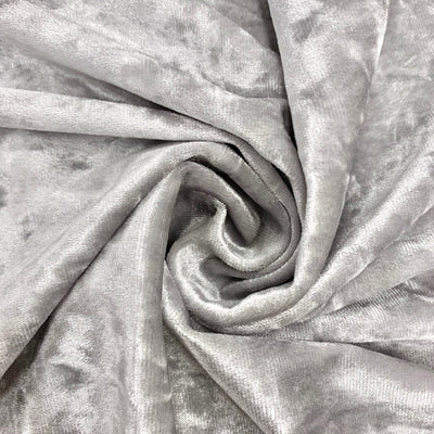 Samantha SILVER Polyester Stretch Crushed Velvet Fabric by the Yard for Bows, Topknot. Headwraps, Scrunchies, Clothes, Costumes, Crafts