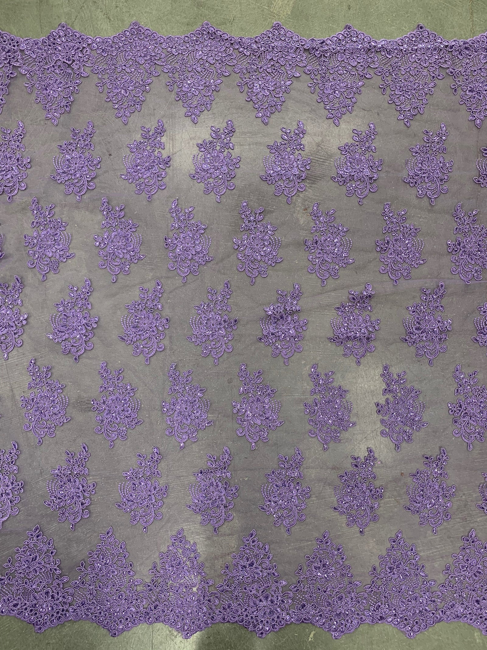 Brianna LAVENDER Polyester Floral Embroidery with Sequins on Mesh Lace Fabric by the Yard - 10020