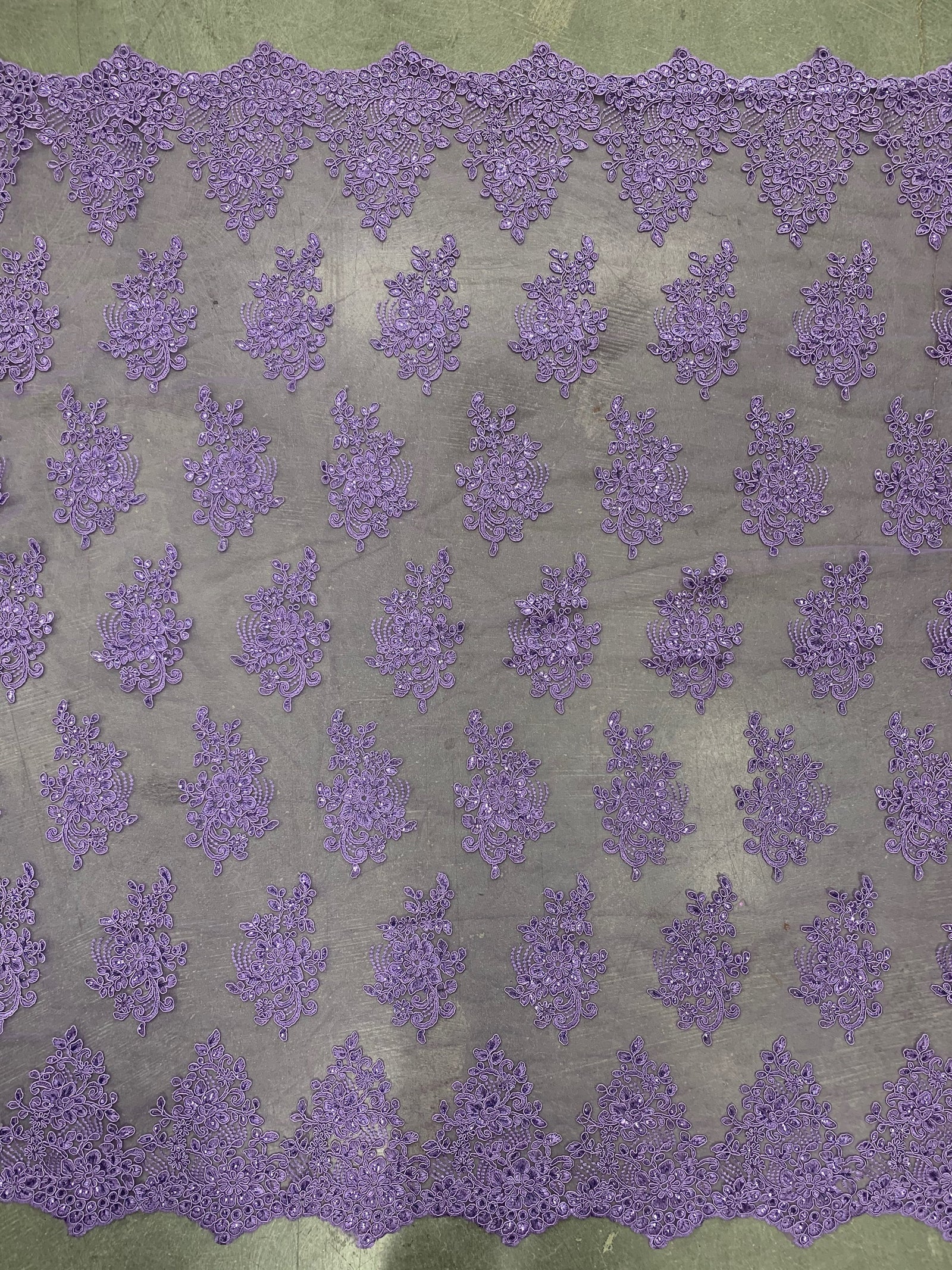 Brianna LAVENDER Polyester Floral Embroidery with Sequins on Mesh Lace Fabric by the Yard - 10020