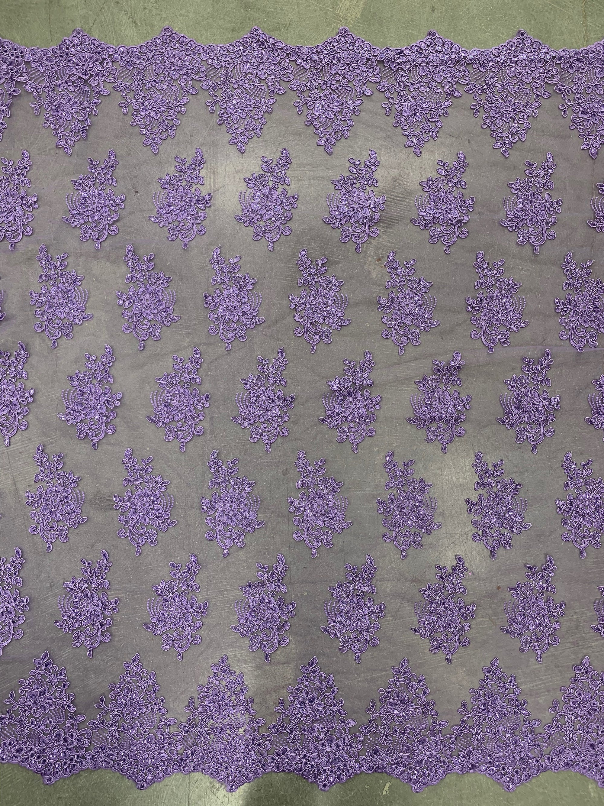 Brianna LAVENDER Polyester Floral Embroidery with Sequins on Mesh Lace Fabric by the Yard - 10020