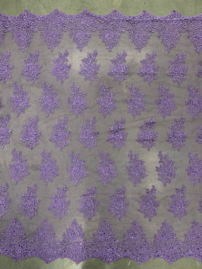 Brianna LAVENDER Polyester Floral Embroidery with Sequins on Mesh Lace Fabric by the Yard - 10020