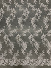Cristina WHITE Polyester Floral Embroidery with Sequins on Mesh Lace Fabric by the Yard for Gown, Wedding, Bridesmaid, Prom - 10076