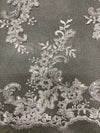 Cristina WHITE Polyester Floral Embroidery with Sequins on Mesh Lace Fabric by the Yard for Gown, Wedding, Bridesmaid, Prom - 10076