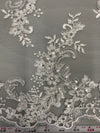 Cristina WHITE Polyester Floral Embroidery with Sequins on Mesh Lace Fabric by the Yard for Gown, Wedding, Bridesmaid, Prom - 10076