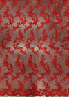 Cristina RED Polyester Floral Embroidery with Sequins on Mesh Lace Fabric by the Yard for Gown, Wedding, Bridesmaid, Prom - 10076