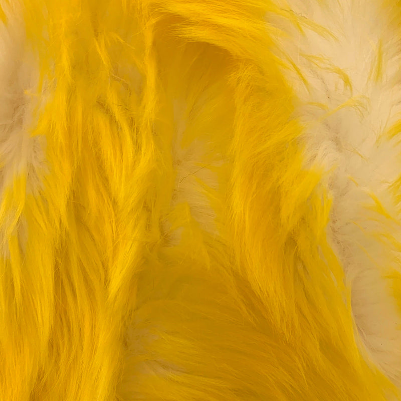 Bristol YELLOW Tip Candy Shag Long Pile Soft Faux Fur Fabric for Fursuit, Cosplay Costume, Photo Prop, Trim, Throw Pillow, Crafts