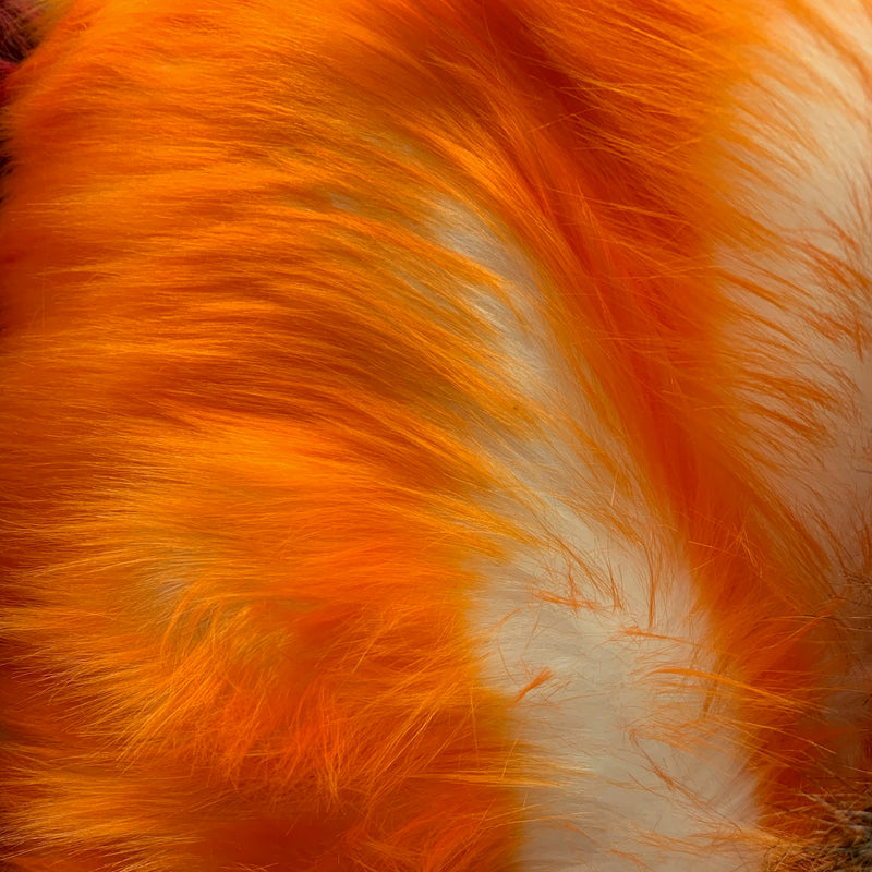 Bristol ORANGE Tip Candy Shag Long Pile Soft Faux Fur Fabric for Fursuit, Cosplay Costume, Photo Prop, Trim, Throw Pillow, Crafts