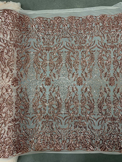Phoebe COPPER Sequins on Mesh Lace Fabric by the Yard - 10062