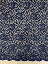 Elaine NAVY BLUE Floral Scalloped Nylon Spandex Stretch Lace Light Weight Fabric for Clothes, Lingerie, Costumes, Decorations, Crafts