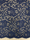 Elaine NAVY BLUE Floral Scalloped Nylon Spandex Stretch Lace Light Weight Fabric for Clothes, Lingerie, Costumes, Decorations, Crafts