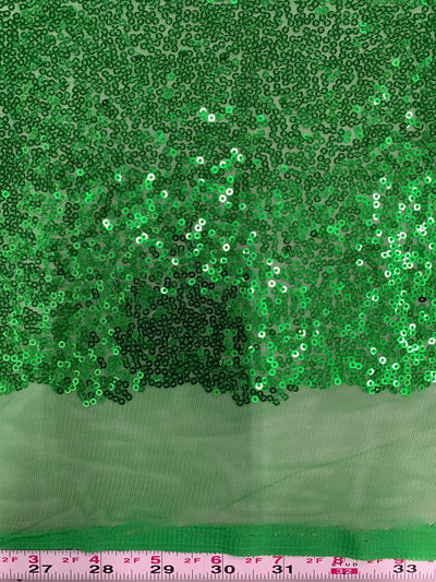 Leila GRASS GREEN Sequins on Mesh Fabric by the Yard - 10050