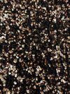 Stephanie BRONZE Overlap Sequins on BLACK Stretch Velvet Fabric by the Yard for Gowns, Apparel, Costumes, Crafts - 10185