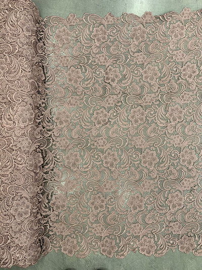 Maggie DARK MAUVE Guipure Venice Heavy Lace Fabric by the Yard - 10019