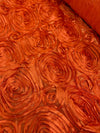 Paige ORANGE 3D Floral Polyester Satin Rosette Fabric by the Yard - 10028
