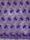 Ryleigh PURPLE 3D Floral Embroidery with Foil & Sequins on Mesh Lace Fabric by the Yard - 10010