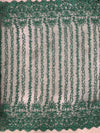 Daphne HUNTER GREEN Faux Pearls Beaded Flowers and Vines Lace Embroidery on Mesh Fabric by the Yard - 10103