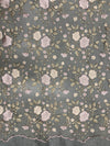 Iris DUSTY PINK CHAMPAGNE Floral and Leaves Embroidery on Mesh Lace Fabric by the Yard - 10006