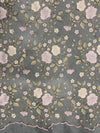Iris DUSTY PINK CHAMPAGNE Floral and Leaves Embroidery on Mesh Lace Fabric by the Yard - 10006