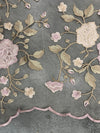 Iris DUSTY PINK CHAMPAGNE Floral and Leaves Embroidery on Mesh Lace Fabric by the Yard - 10006