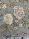 Iris DUSTY PINK CHAMPAGNE Floral and Leaves Embroidery on Mesh Lace Fabric by the Yard - 10006