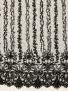 Daphne BLACK Faux Pearls Beaded Flowers and Vines Lace Embroidery on Mesh Fabric by the Yard - 10103
