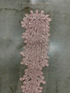 Zelda LIGHT PINK Vegas Peacock Beaded Sequins Embroidered on Mesh Lace Fabric by Panel - 10200