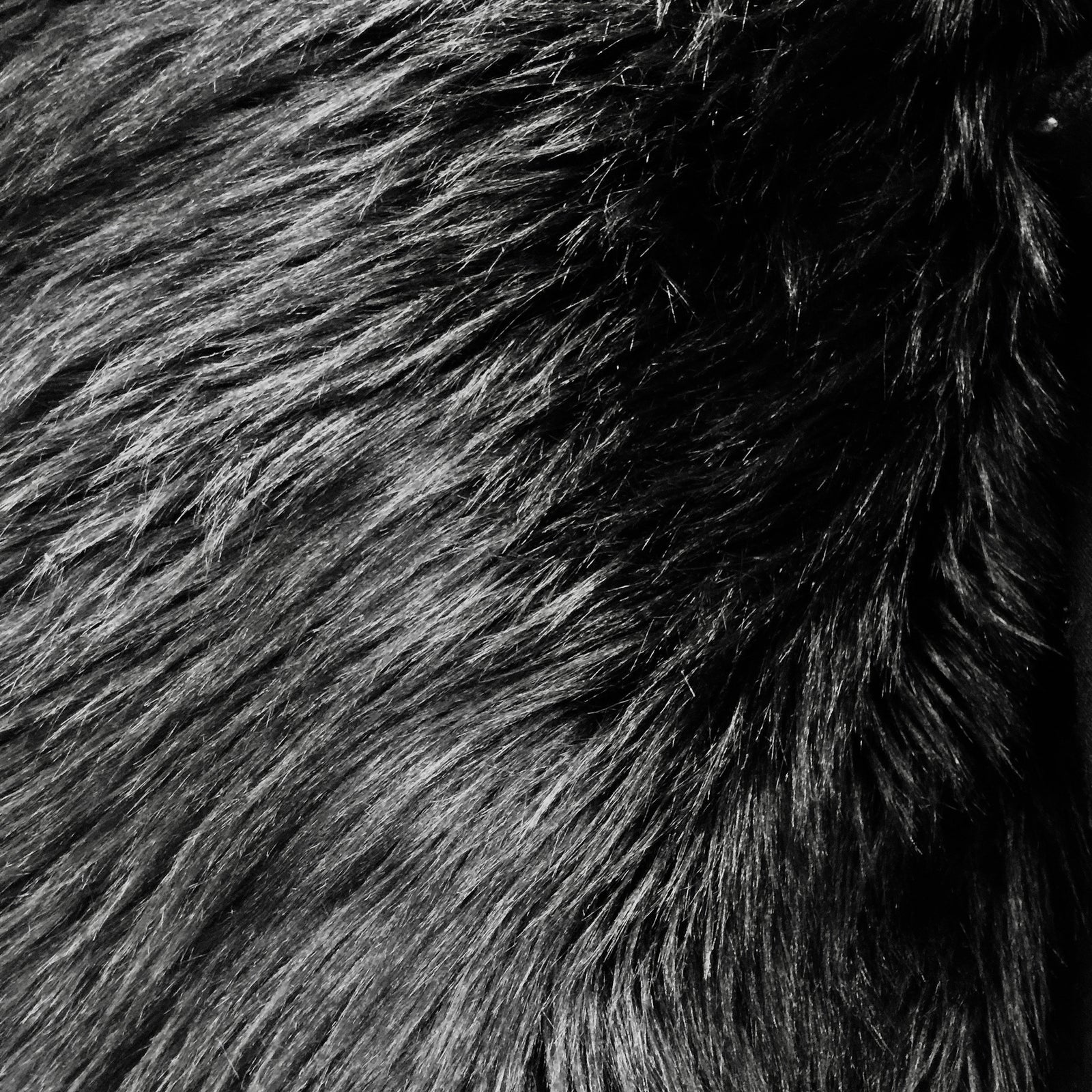Eden BLACK Shaggy Long Pile Soft Faux Fur Fabric for Fursuit, Cosplay Costume, Photo Prop, Trim, Throw Pillow, Crafts