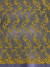 Cristina BRIGHT YELLOW Polyester Floral Embroidery with Sequins on Mesh Lace Fabric by the Yard for Gown, Wedding, Bridesmaid, Prom - 10076
