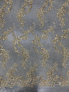 Cristina CHAMPAGNE Polyester Floral Embroidery with Sequins on Mesh Lace Fabric by the Yard for Gown, Wedding, Bridesmaid, Prom - 10076