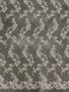 Cristina IVORY Polyester Floral Embroidery with Sequins on Mesh Lace Fabric by the Yard for Gown, Wedding, Bridesmaid, Prom - 10076