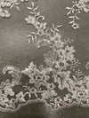 Cristina IVORY Polyester Floral Embroidery with Sequins on Mesh Lace Fabric by the Yard for Gown, Wedding, Bridesmaid, Prom - 10076