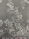 Cristina IVORY Polyester Floral Embroidery with Sequins on Mesh Lace Fabric by the Yard for Gown, Wedding, Bridesmaid, Prom - 10076