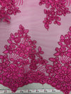 Brianna FUCHSIA Polyester Floral Embroidery with Sequins on Mesh Lace Fabric by the Yard - 10020