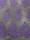 Brianna LAVENDER Polyester Floral Embroidery with Sequins on Mesh Lace Fabric by the Yard - 10020