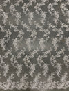Cristina WHITE Polyester Floral Embroidery with Sequins on Mesh Lace Fabric by the Yard for Gown, Wedding, Bridesmaid, Prom - 10076
