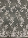 Cristina WHITE Polyester Floral Embroidery with Sequins on Mesh Lace Fabric by the Yard for Gown, Wedding, Bridesmaid, Prom - 10076
