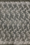 Cristina WHITE Polyester Floral Embroidery with Sequins on Mesh Lace Fabric by the Yard for Gown, Wedding, Bridesmaid, Prom - 10076
