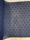 Elaine NAVY BLUE Floral Scalloped Nylon Spandex Stretch Lace Light Weight Fabric for Clothes, Lingerie, Costumes, Decorations, Crafts
