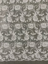 Dakota IVORY Polyester Corded Floral Embroidery on Mesh Lace Fabric by the Yard - 10043