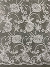 Dakota IVORY Polyester Corded Floral Embroidery on Mesh Lace Fabric by the Yard - 10043