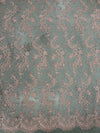 Melody OLD ROSE Polyester Floral Embroidery with Sequins on Mesh Lace Fabric by the Yard for Gown, Wedding, Bridesmaid, Prom - 10002