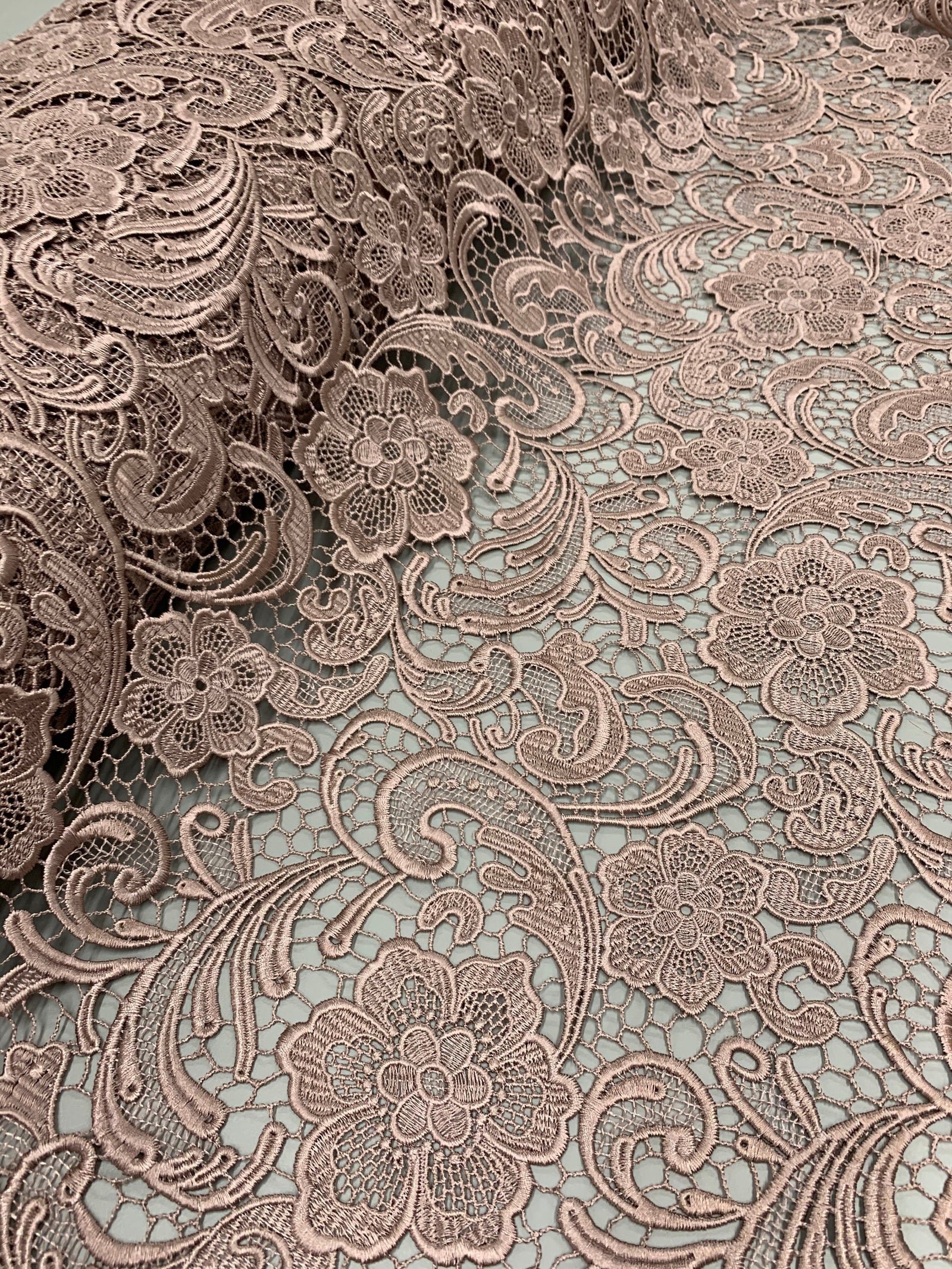 Maggie DARK MAUVE Guipure Venice Heavy Lace Fabric by the Yard - 10019