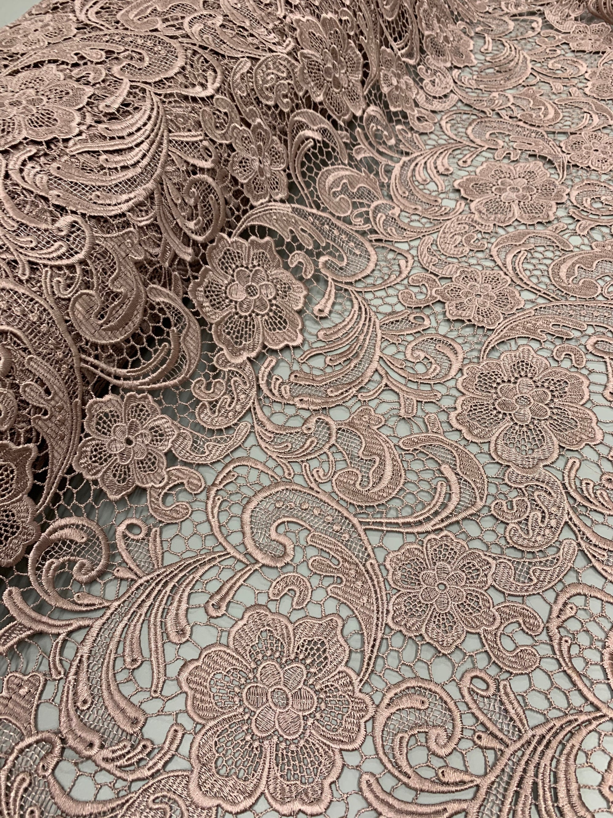 Maggie DARK MAUVE Guipure Venice Heavy Lace Fabric by the Yard - 10019