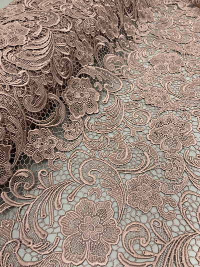 Maggie DARK MAUVE Guipure Venice Heavy Lace Fabric by the Yard - 10019