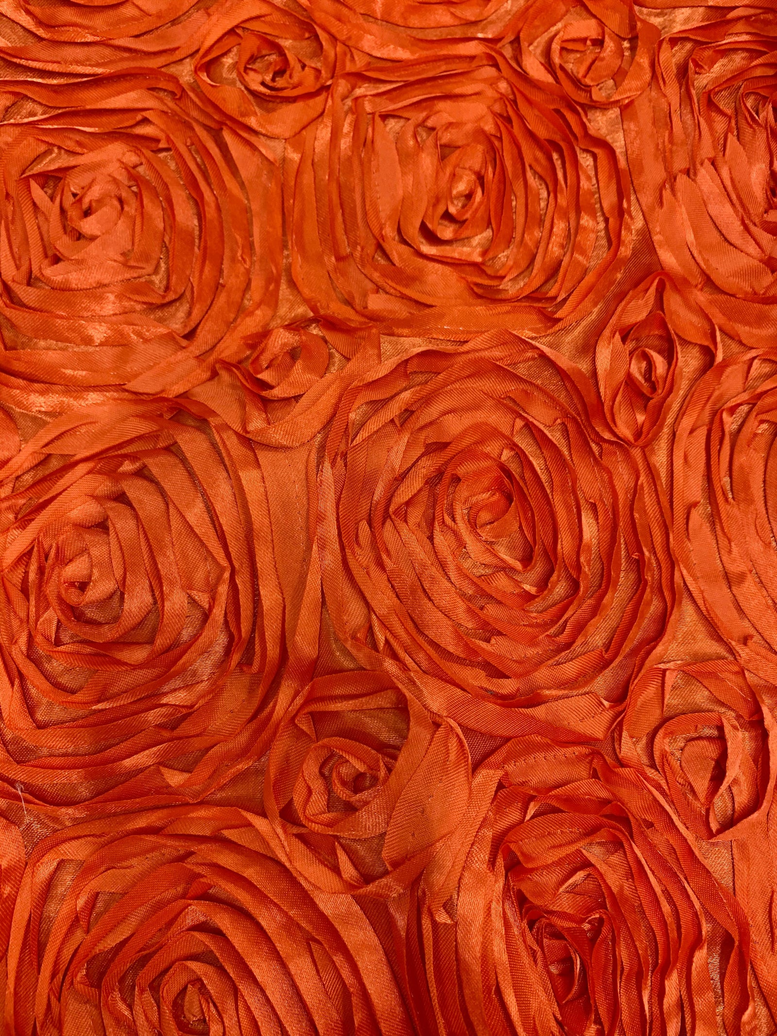 Paige ORANGE 3D Floral Polyester Satin Rosette Fabric by the Yard - 10028
