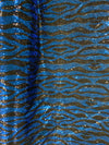 Leila BLUE BLACK Sequins on Mesh Fabric by the Yard - 10050
