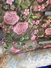Iris PINK Floral and Leaves Embroidery on Mesh Lace Fabric by the Yard - 10006