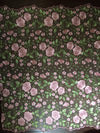 Iris PINK Floral and Leaves Embroidery on Mesh Lace Fabric by the Yard - 10006